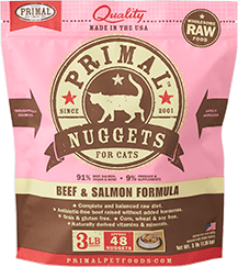 Primal Raw Frozen Nuggets Beef & Salmon